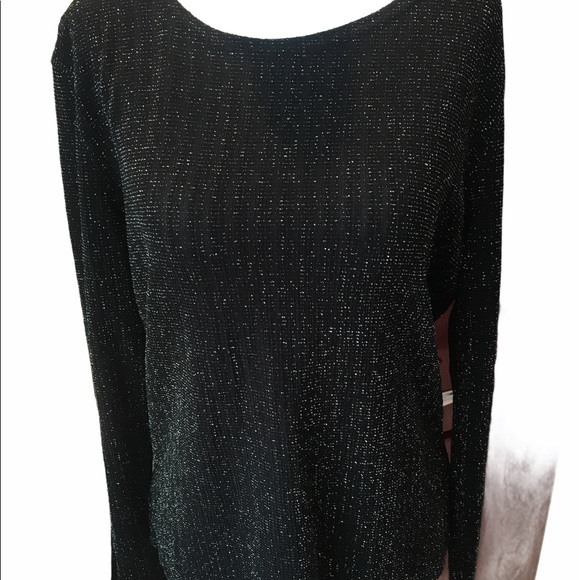 3/$12 Black sparkly long sleeve top - Picture 4 of 5